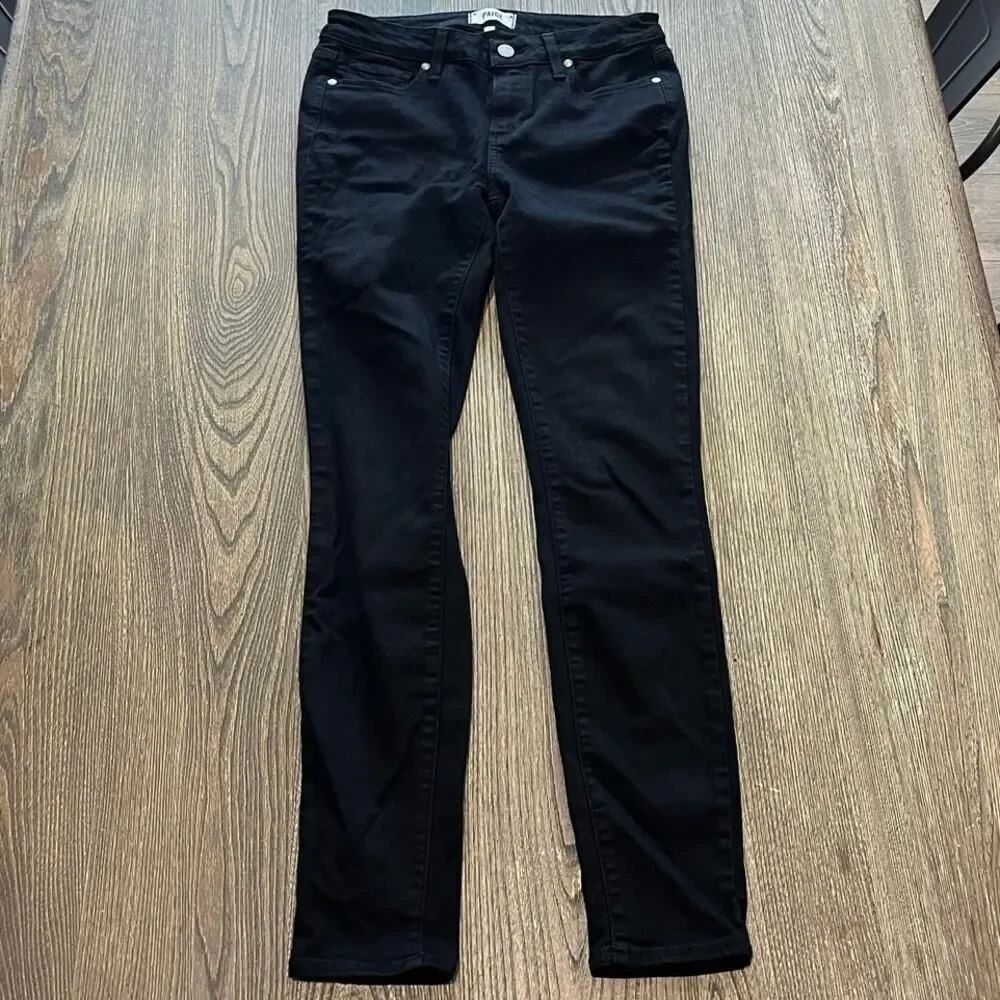 Paige Verdugo UltraโSkinny Jeans Mid-Rise Distressed Denim Stretch Black Size 28